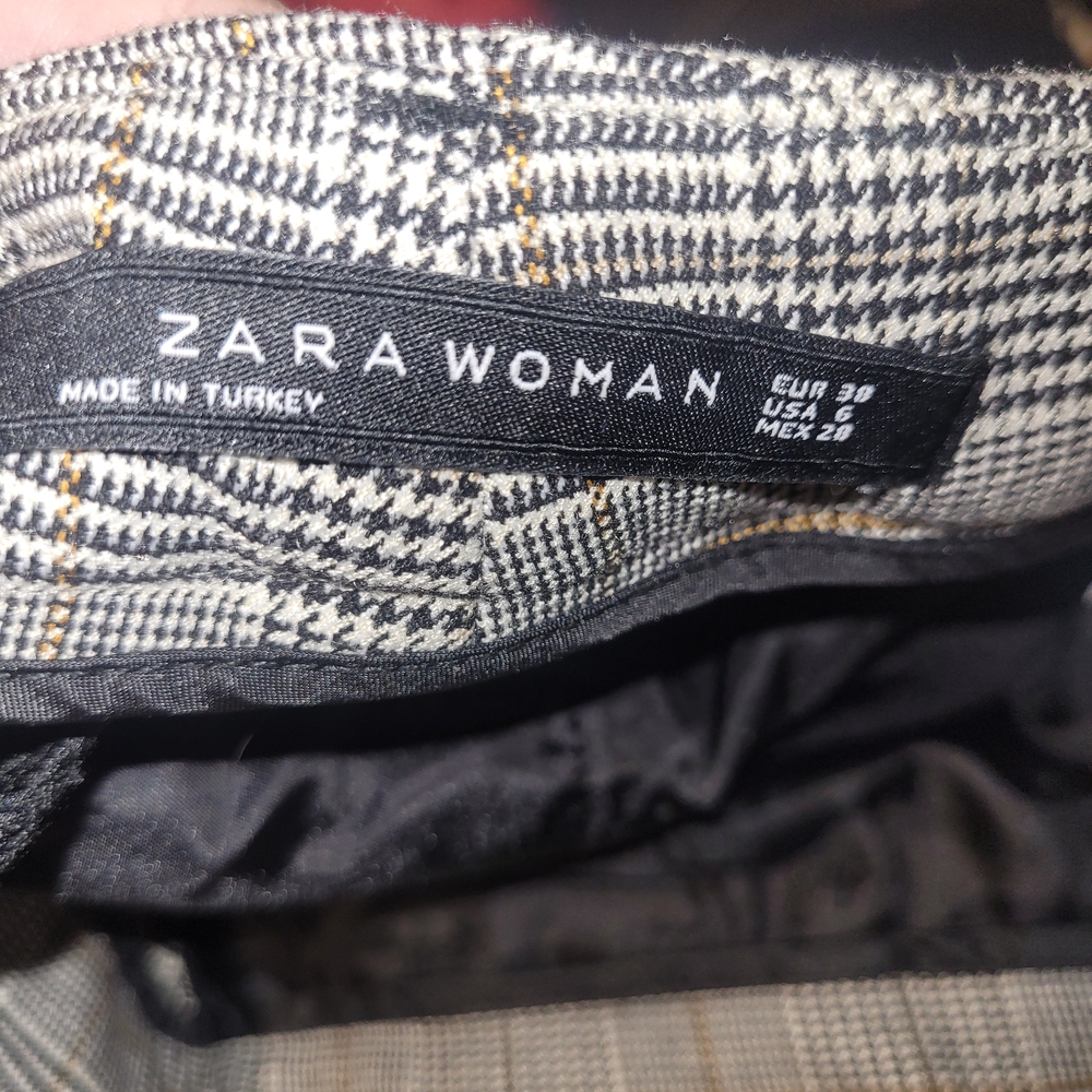 Zara Woman Gray Plaid Tailored Slim Leg Pants Size 6 - Picture 7 of 7